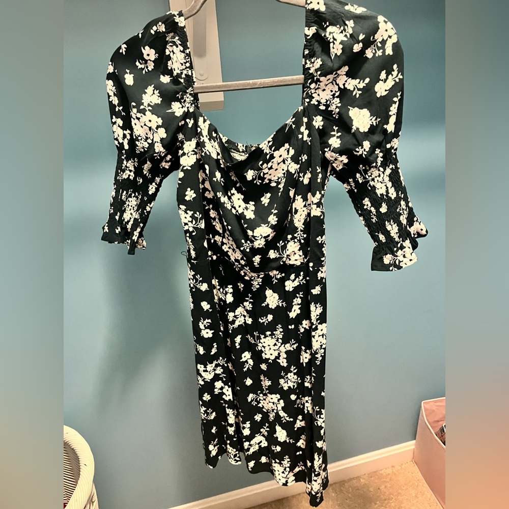Small green and white midi dress